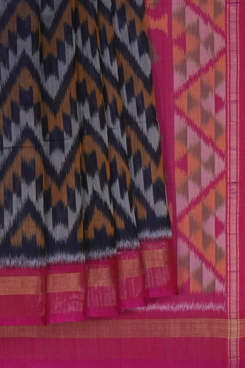 Image of Ikat Cotton-Silk Purple Saree
