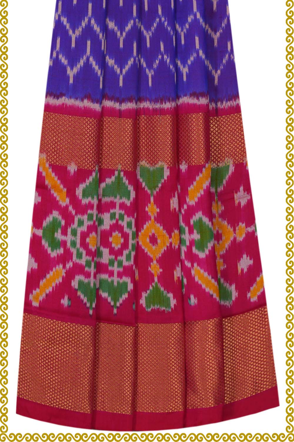 Image of Pochampally-Silk Pavada Unstitched Set
