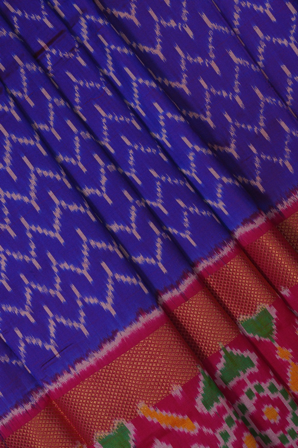 Image of Pochampally-Silk Pavada Unstitched Set