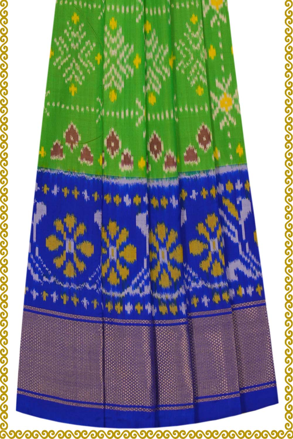 Image of Pochampally-Silk Pavada Unstitched Set