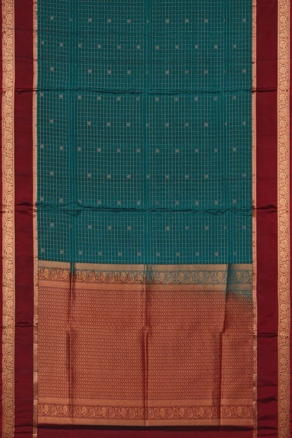 Image of South Silk Teal Green Saree