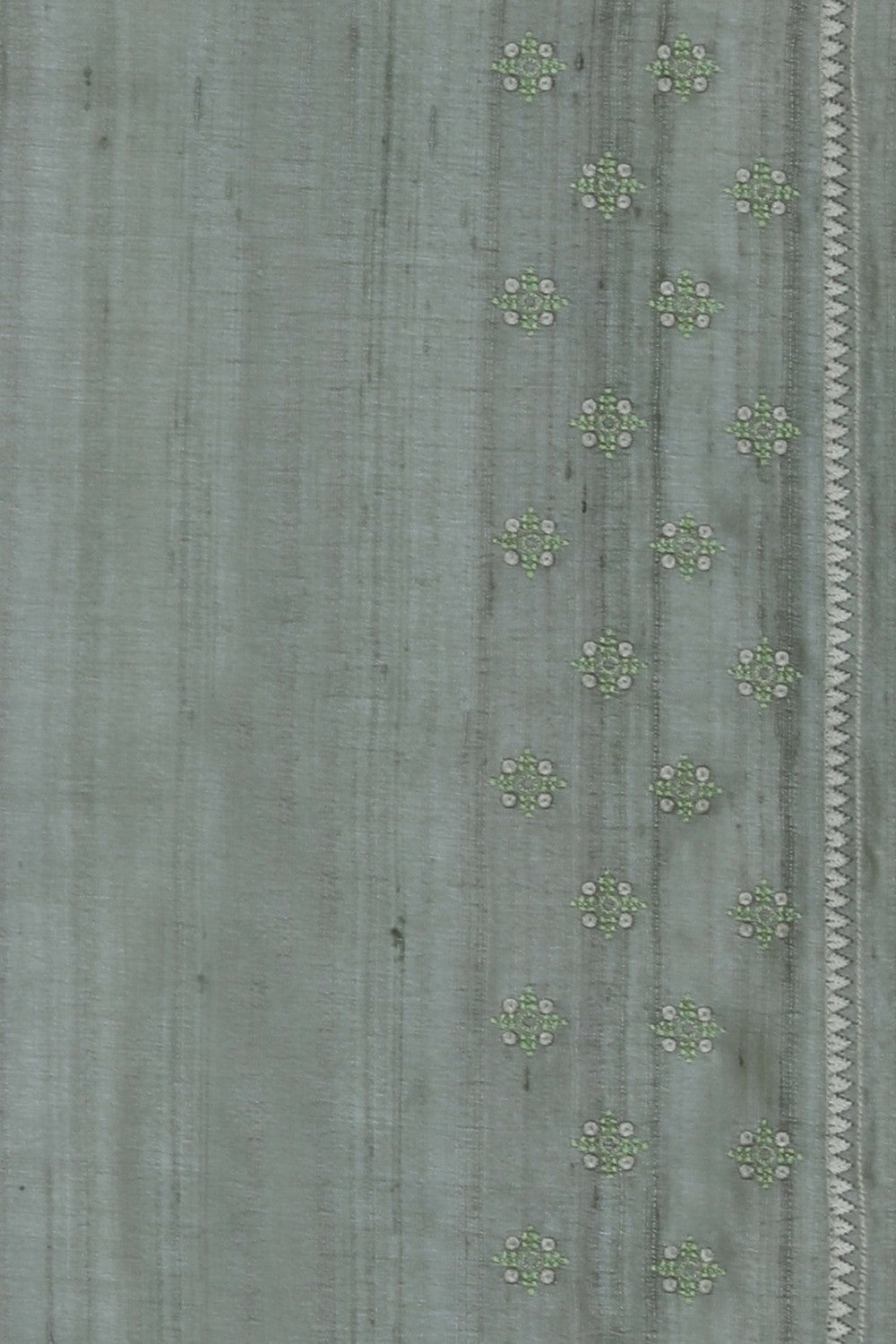 Image of A Sage-Green Tussar Silk Embroidery Saree
