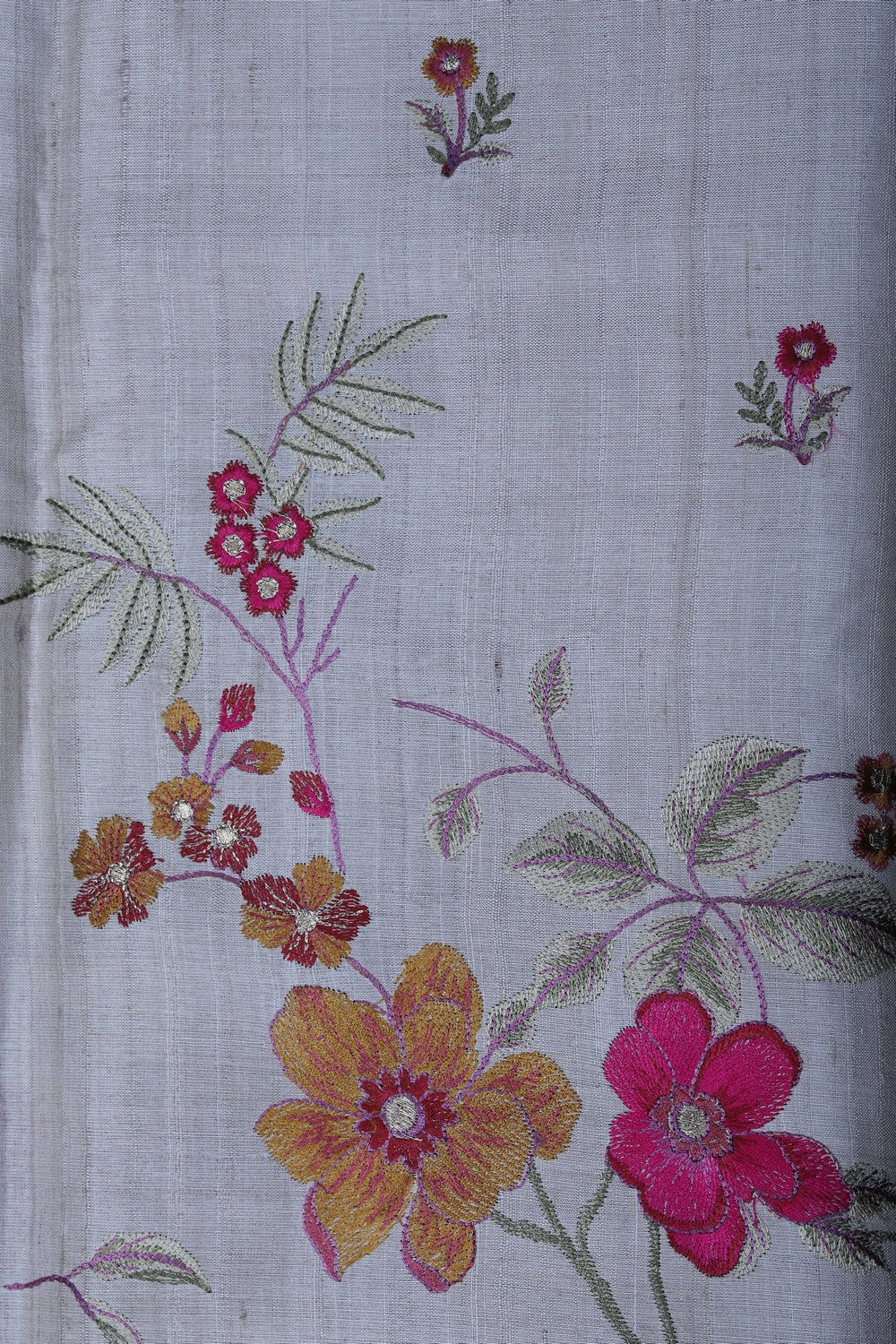 Image of Off-White Tussar Silk Embroidery Saree