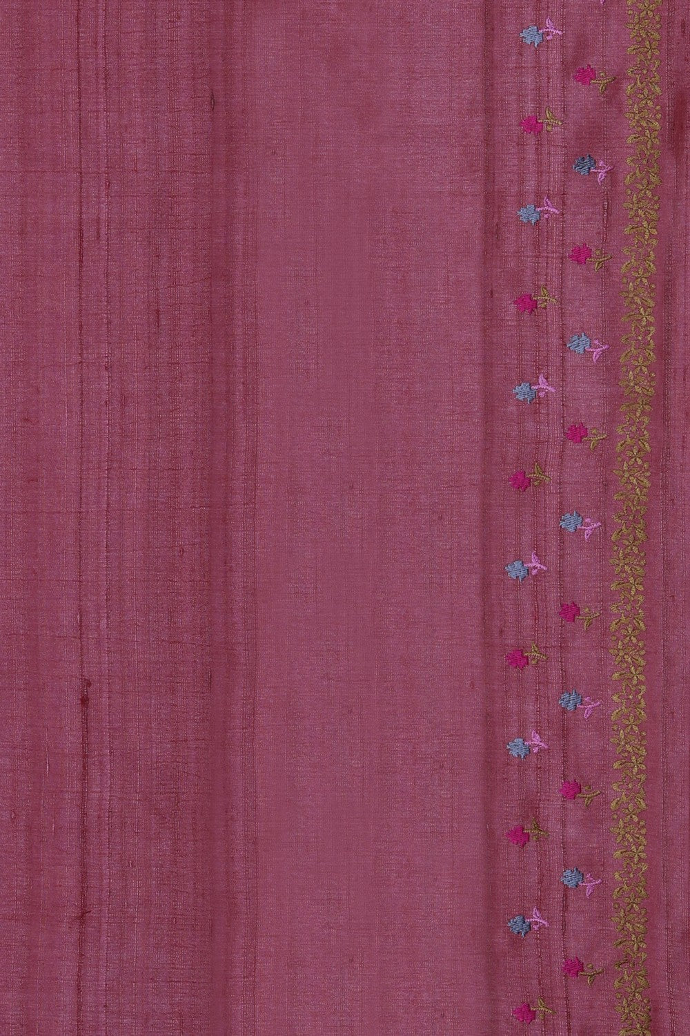 Image of A Pink Tussar Silk Embroidery Saree