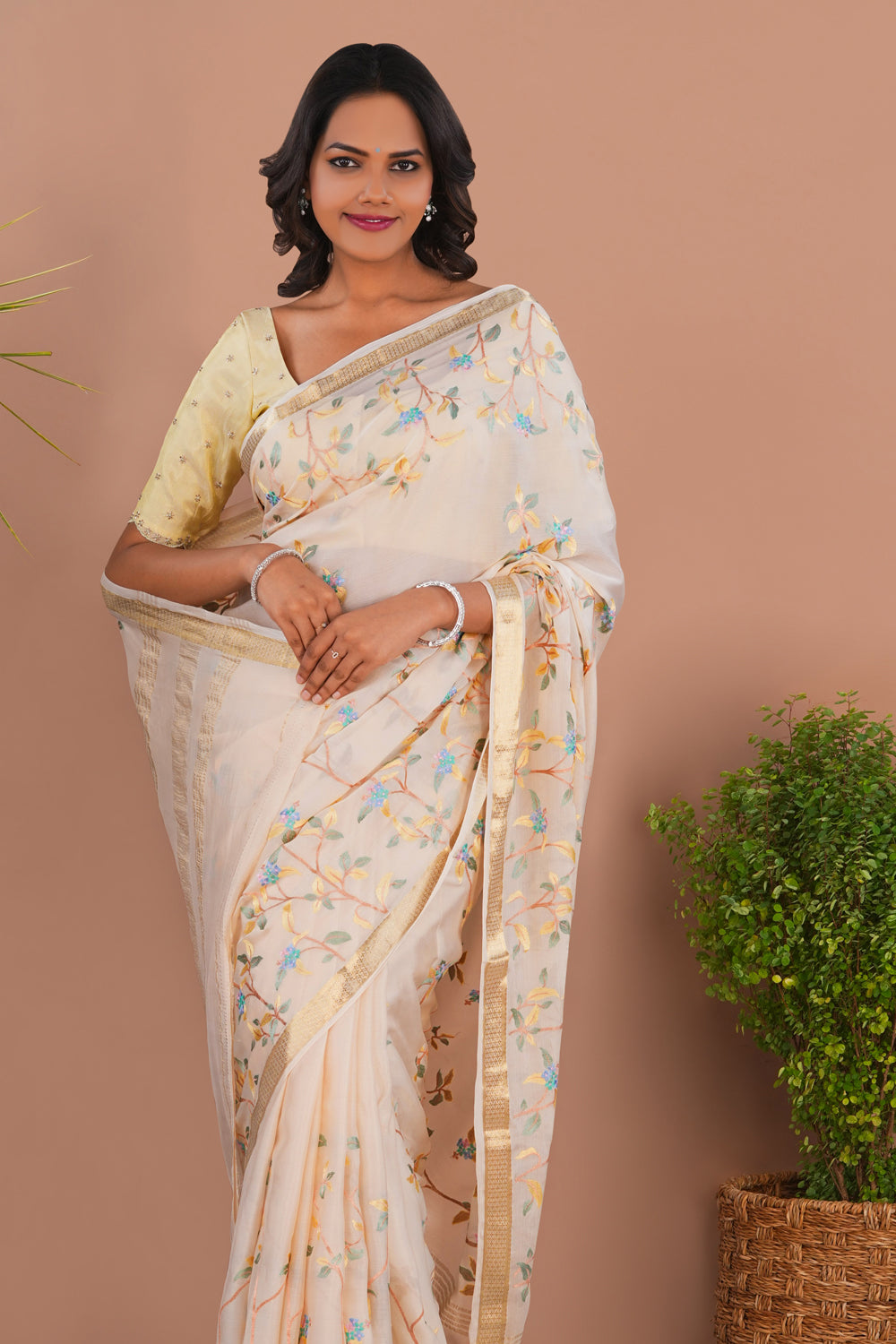 Image of A Beautiful Crepe Embroidery Saree
