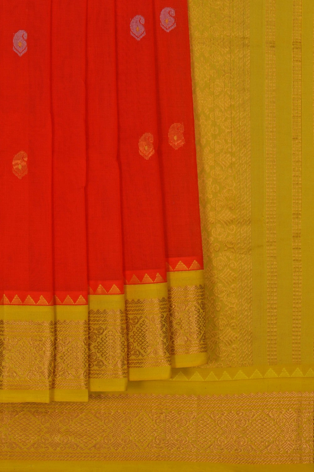 Image of Gadwal Cotton Orange Saree