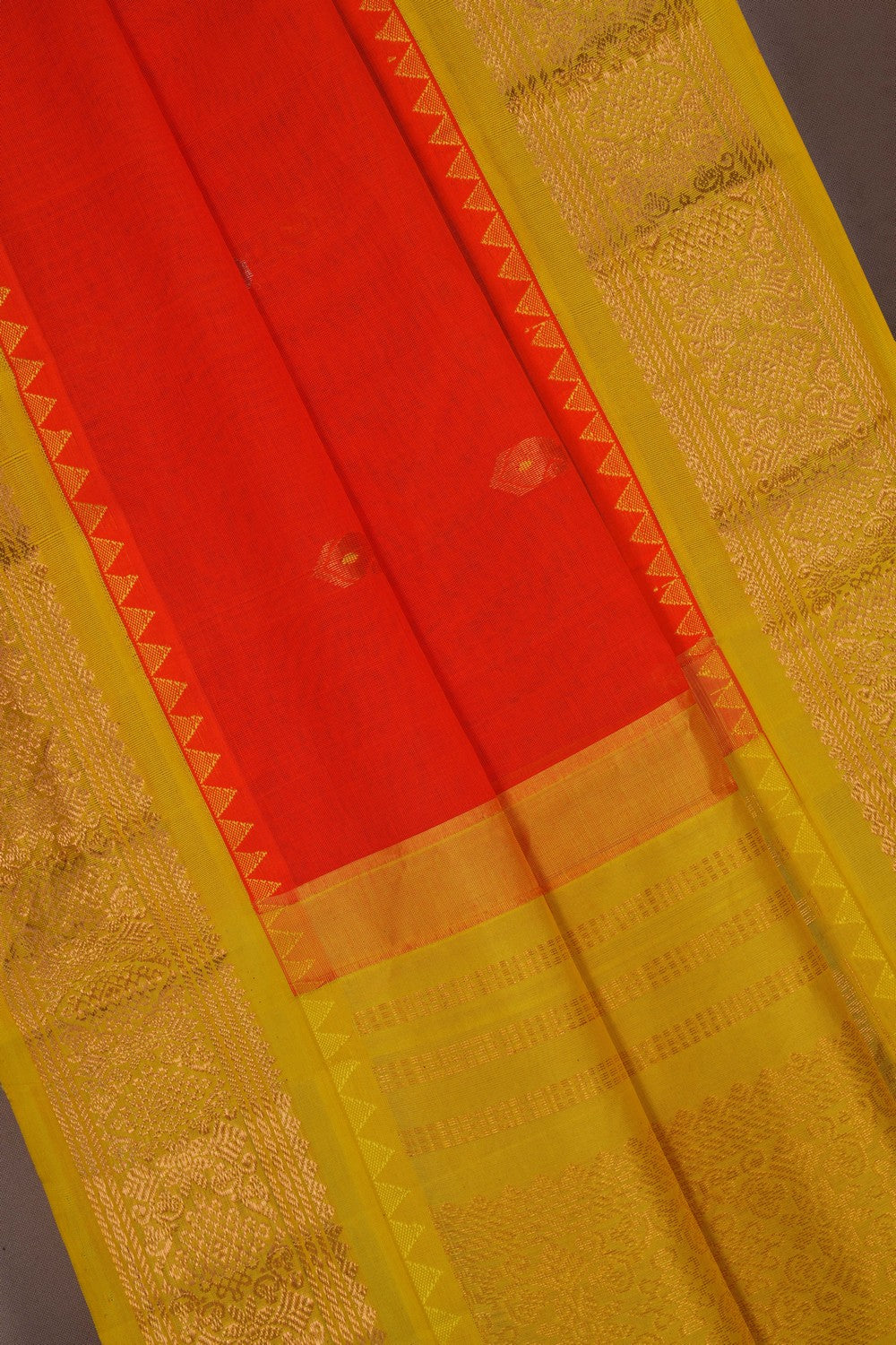 Image of Gadwal Cotton Orange Saree