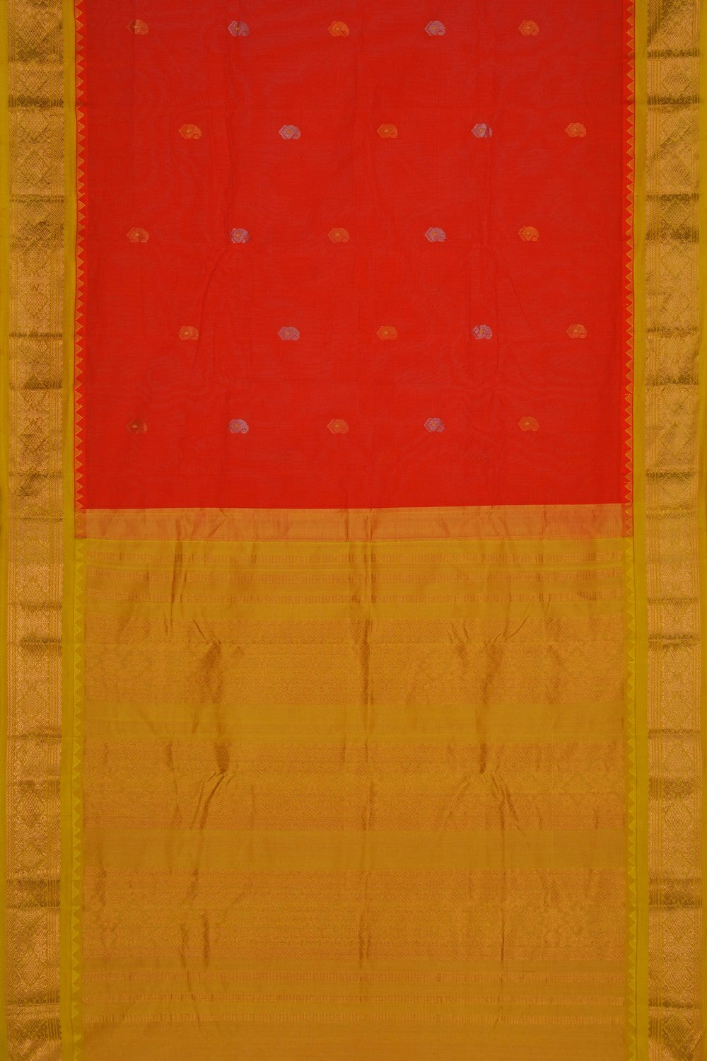 Image of Gadwal Cotton Orange Saree