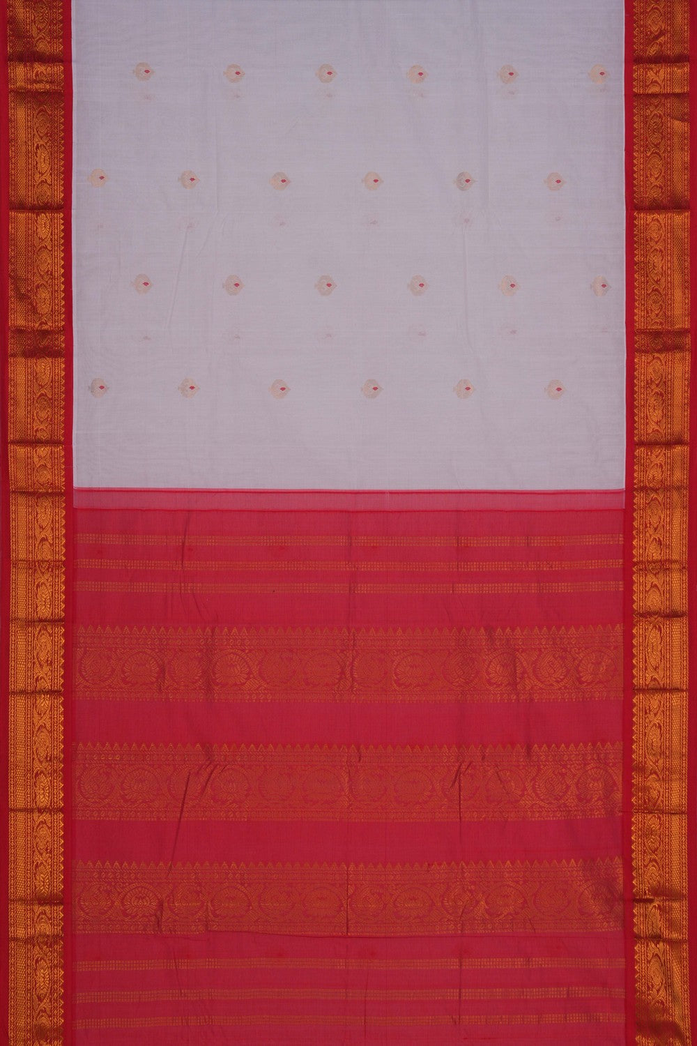 Image of Gadwal Cotton White Saree