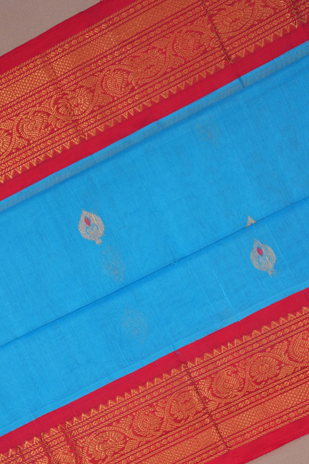 Image of Gadwal Cotton Blue Saree