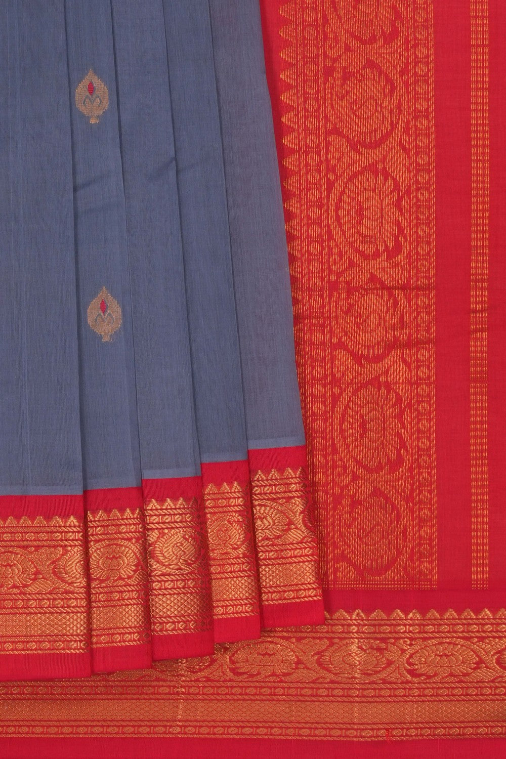 Image of Gadwal Cotton Grey Saree