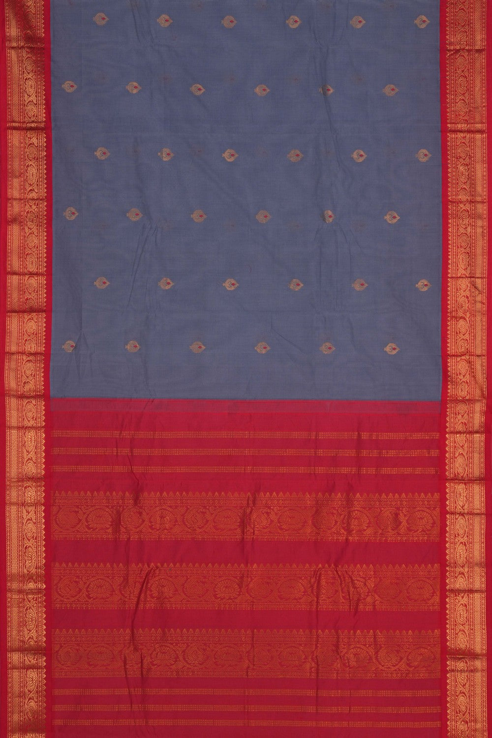 Image of Gadwal Cotton Grey Saree