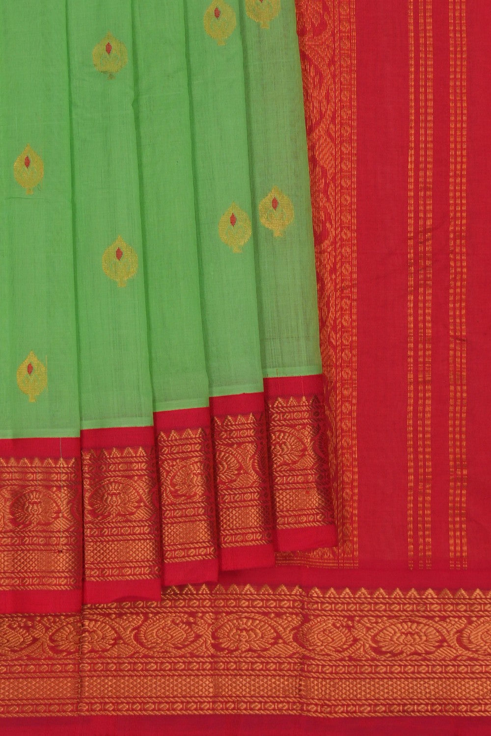 Image of Gadwal Cotton Green Saree