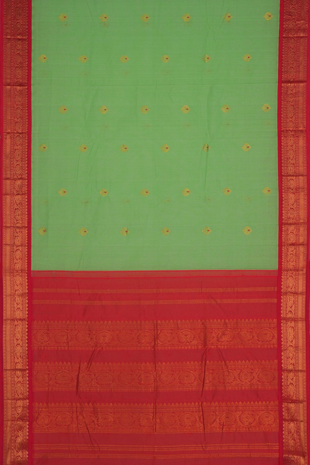 Image of Gadwal Cotton Green Saree