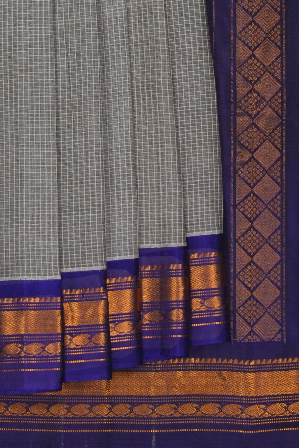 Image of Gadwal Cotton Grey Saree