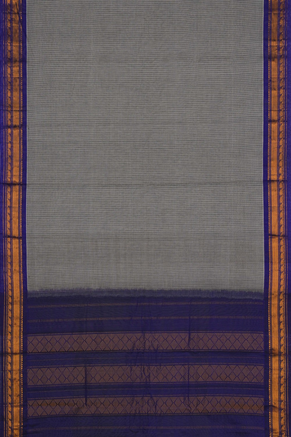 Image of Gadwal Cotton Grey Saree