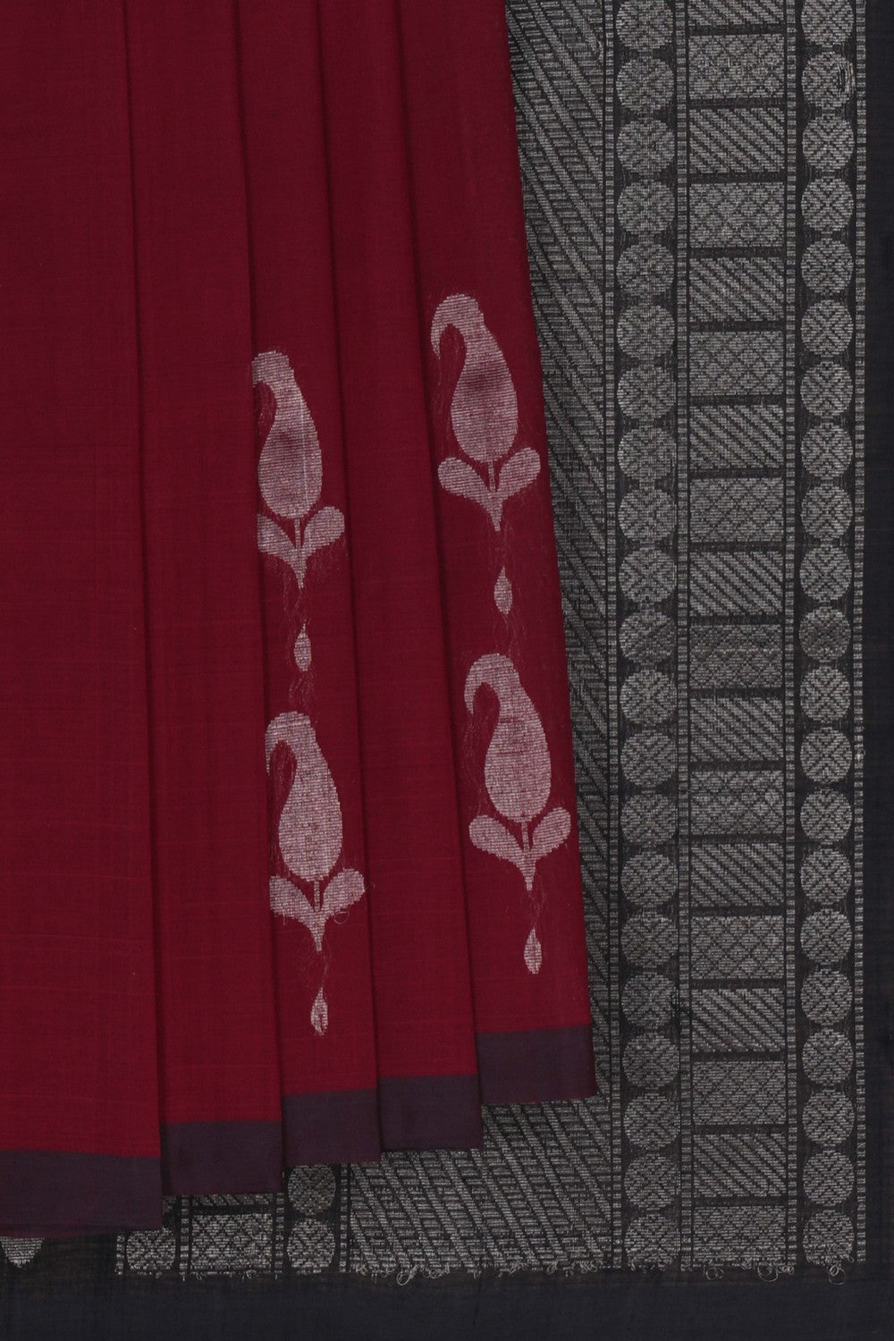Image of Kanchi Cotton Maroon Saree