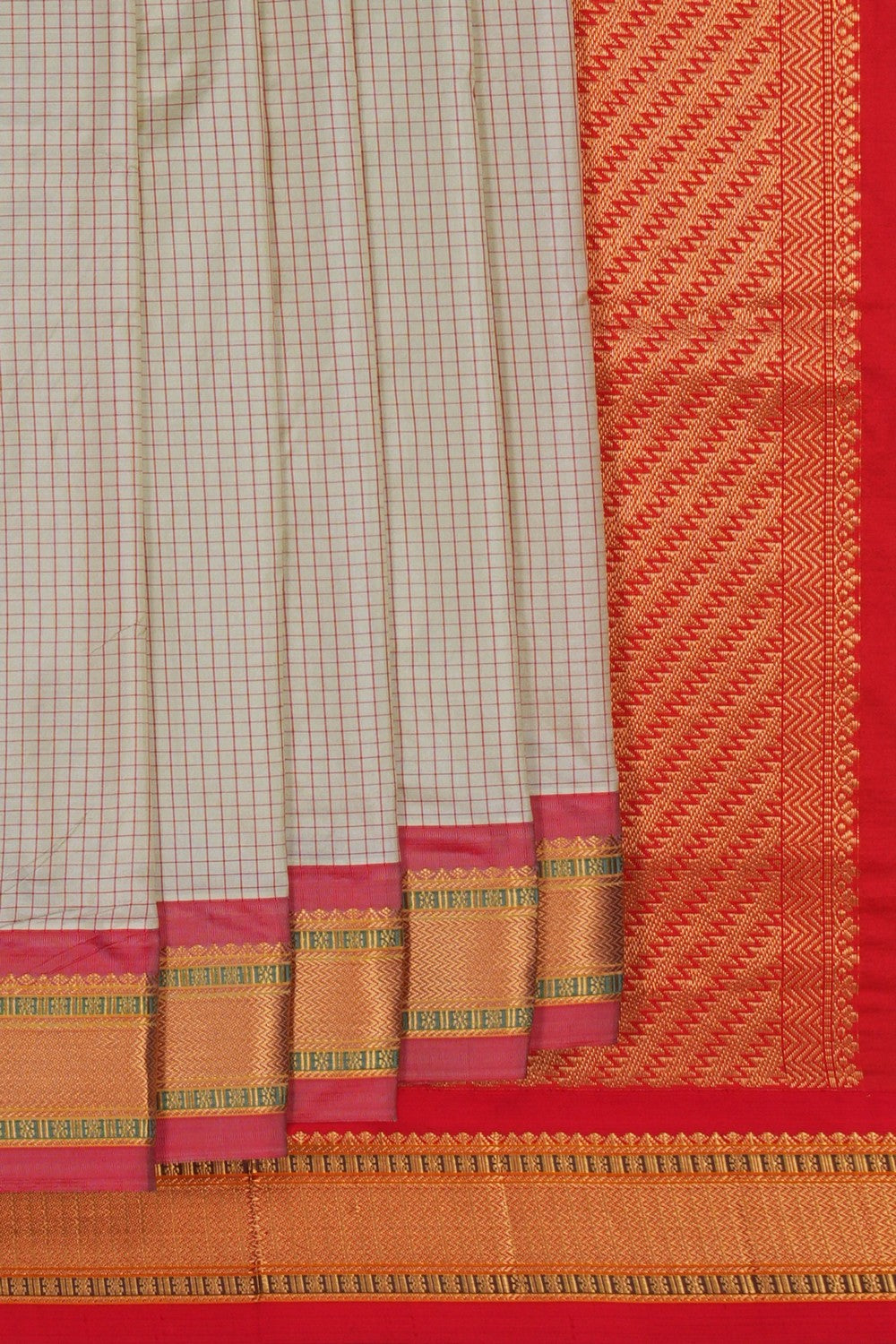 Image of Narayanpet Silk Off-White Saree