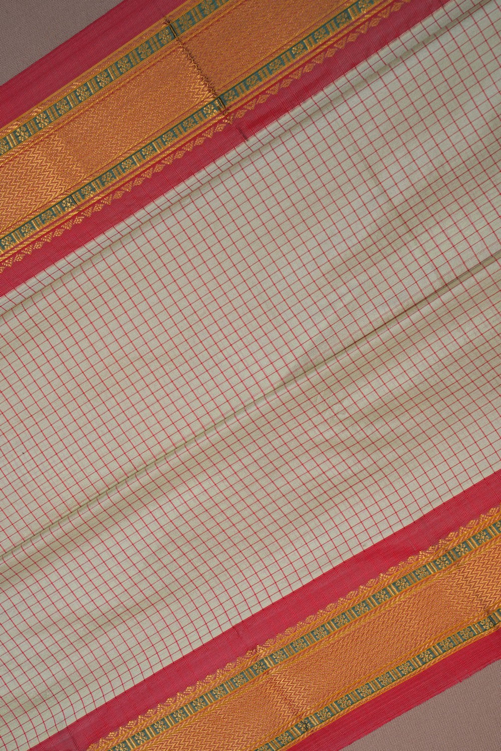 Image of Narayanpet Silk Off-White Saree