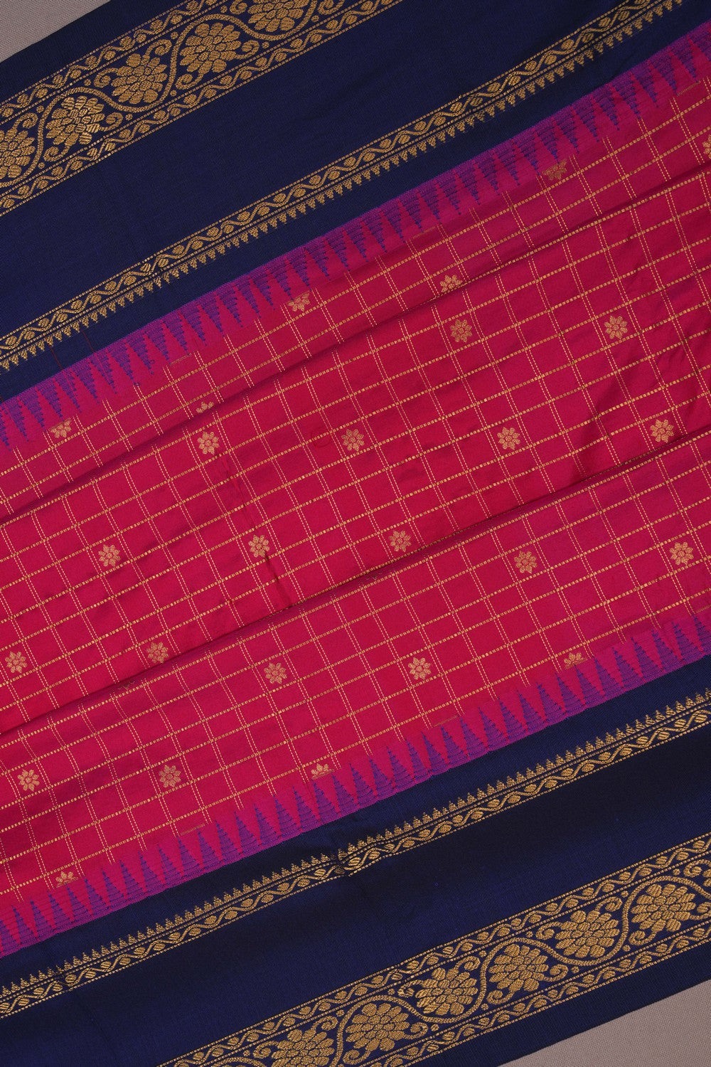 Image of Narayanpet Silk Kattam Pink Saree