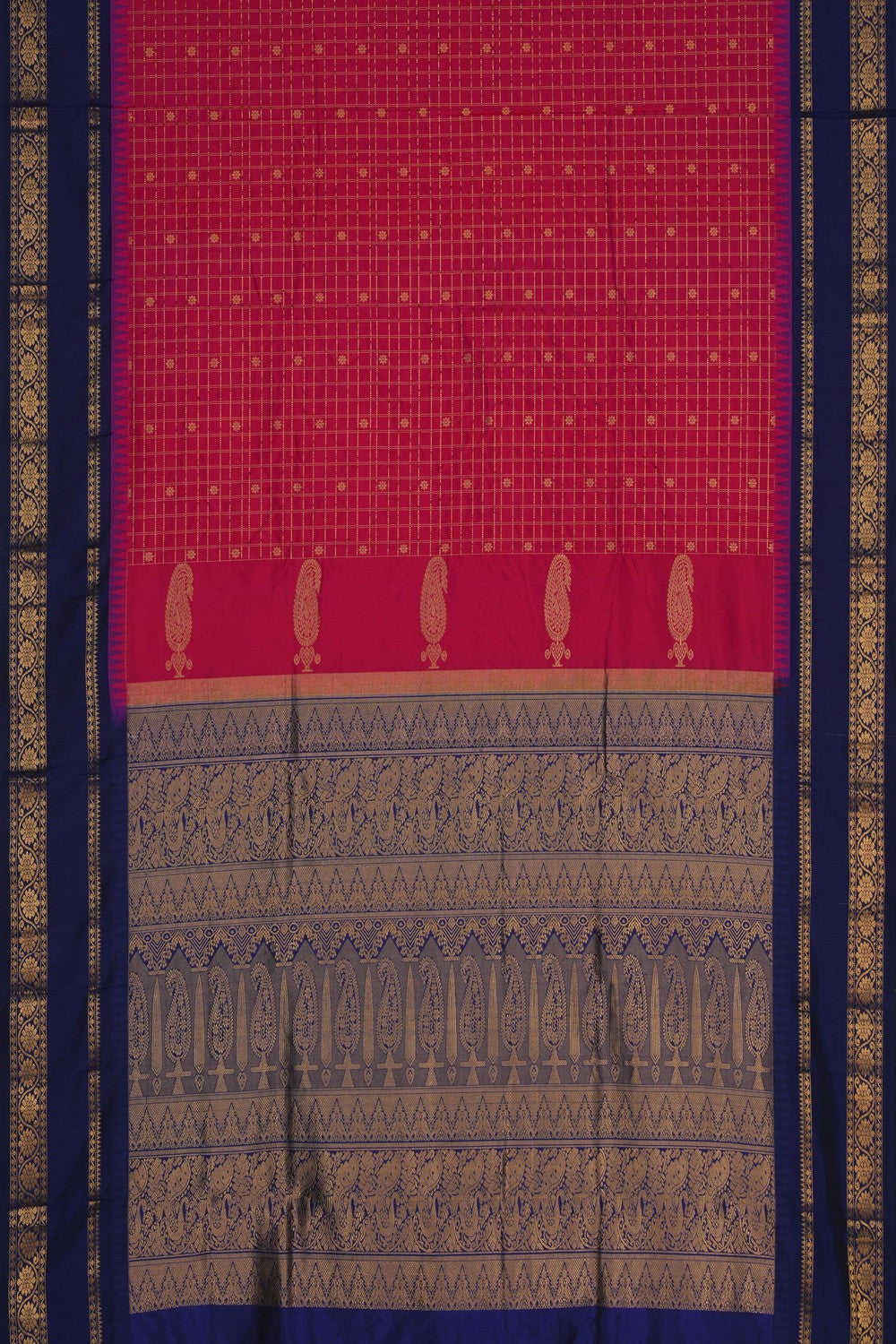 Image of Narayanpet Silk Kattam Pink Saree