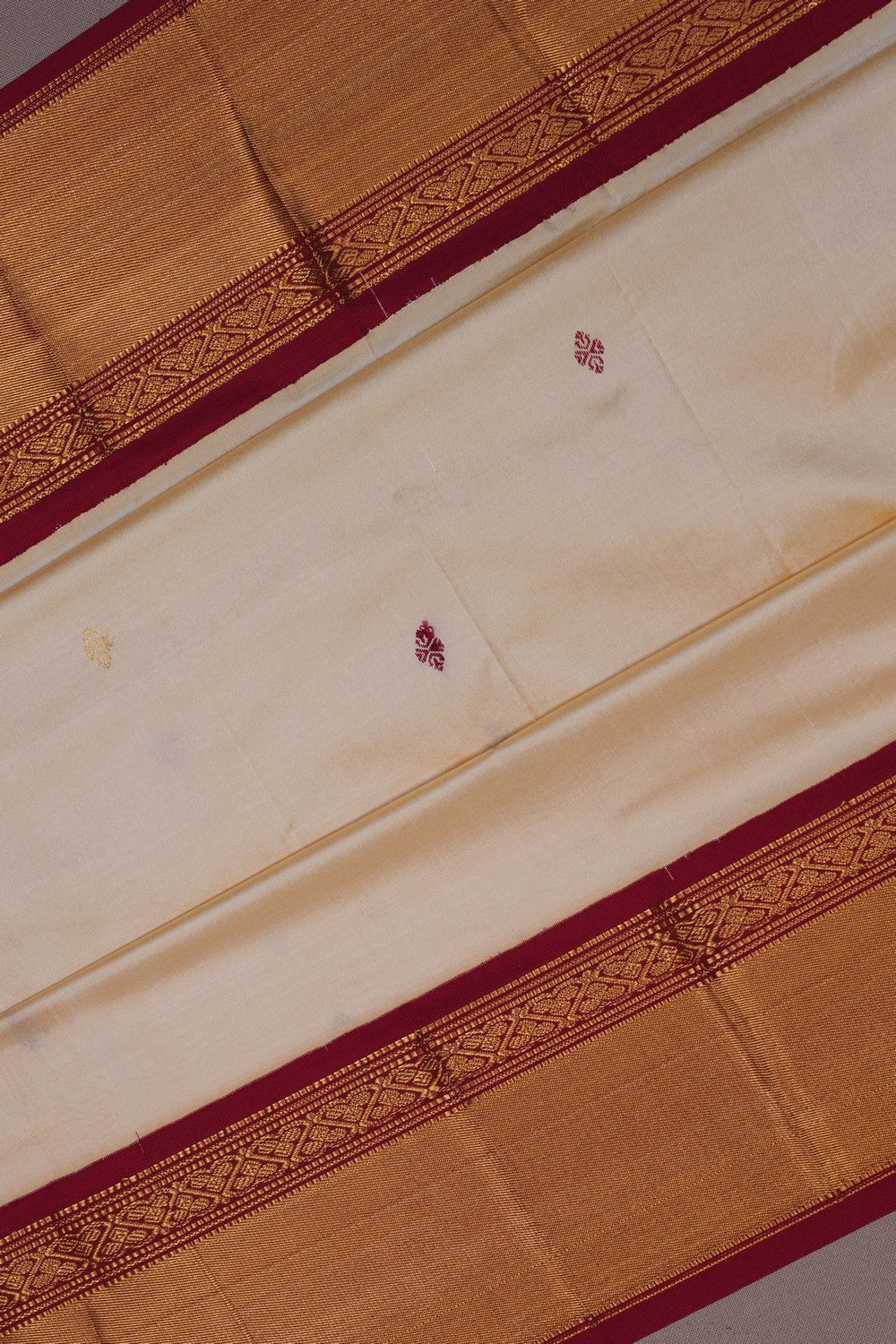 Image of Narayanpet Silk Cream Saree