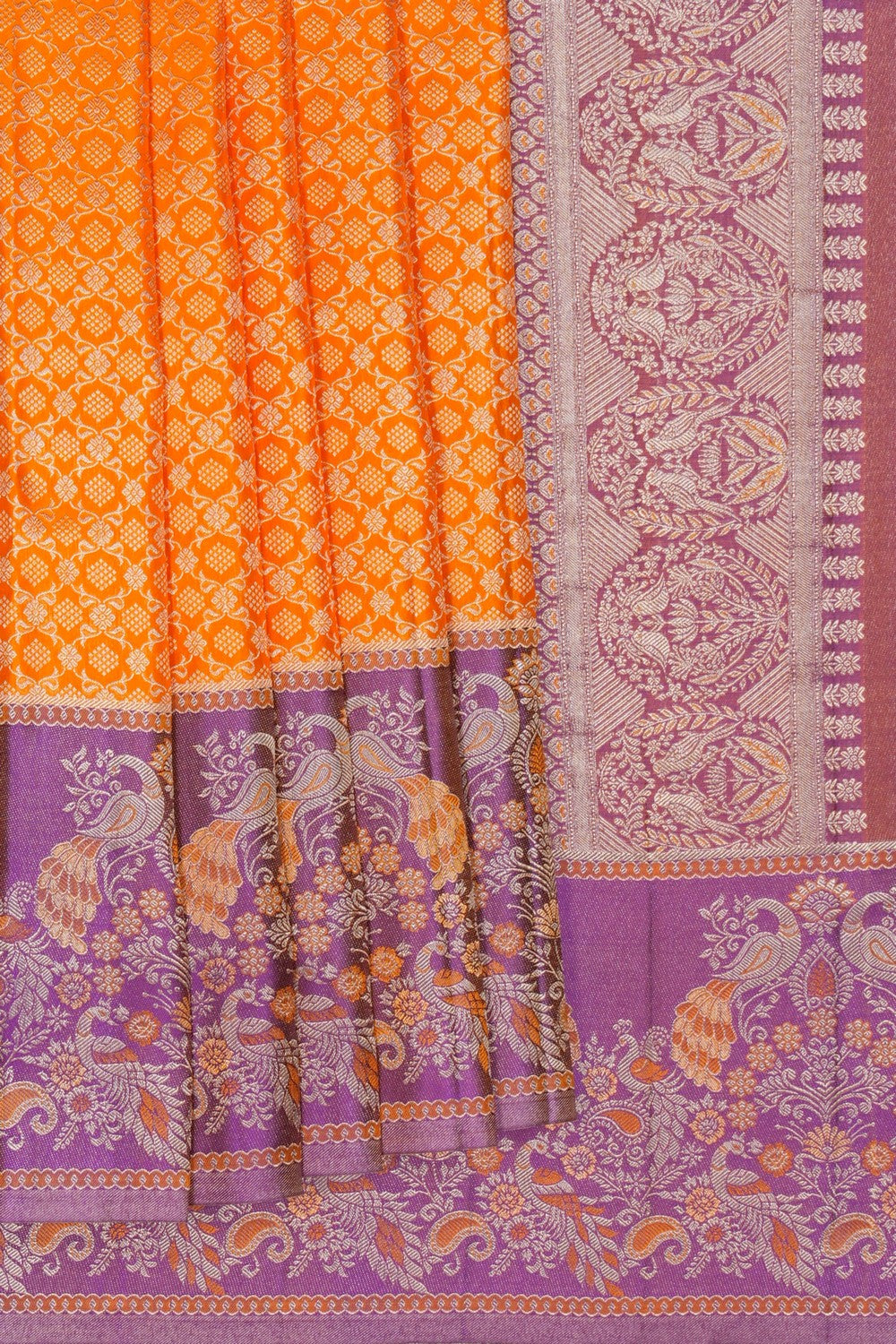 Image of Kanchipattu Brocade Orange Saree