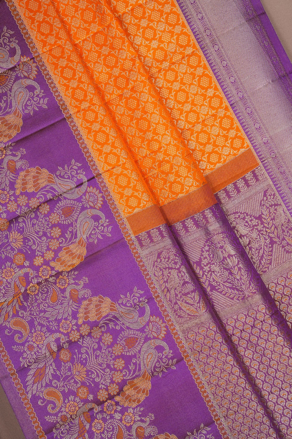 Image of Kanchipattu Brocade Orange Saree