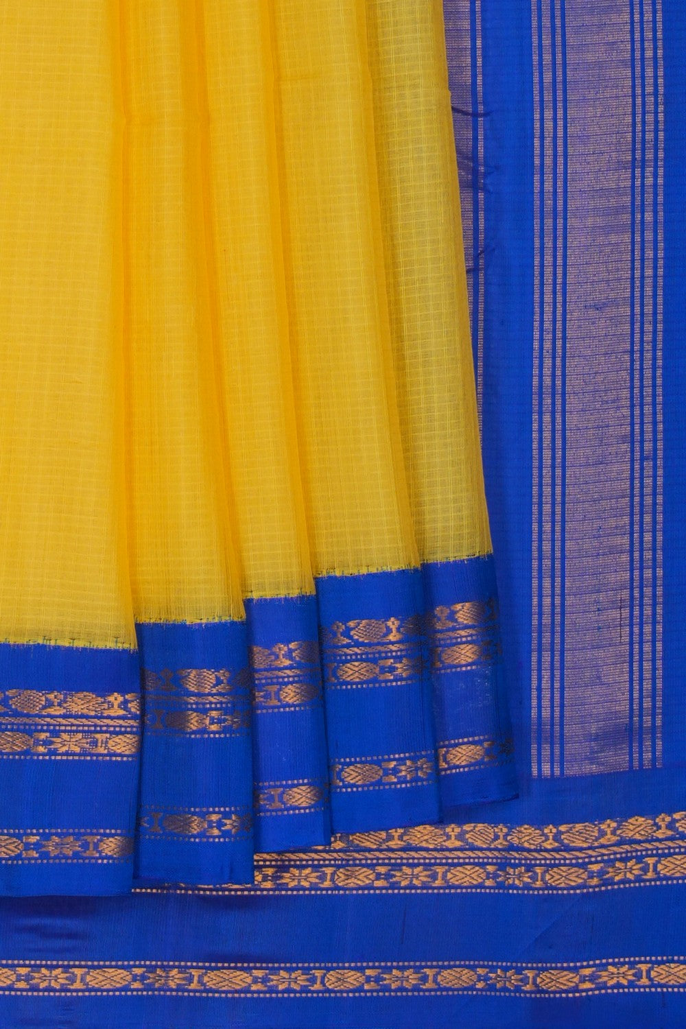 Image of Gadwal Cotton Yellow Saree