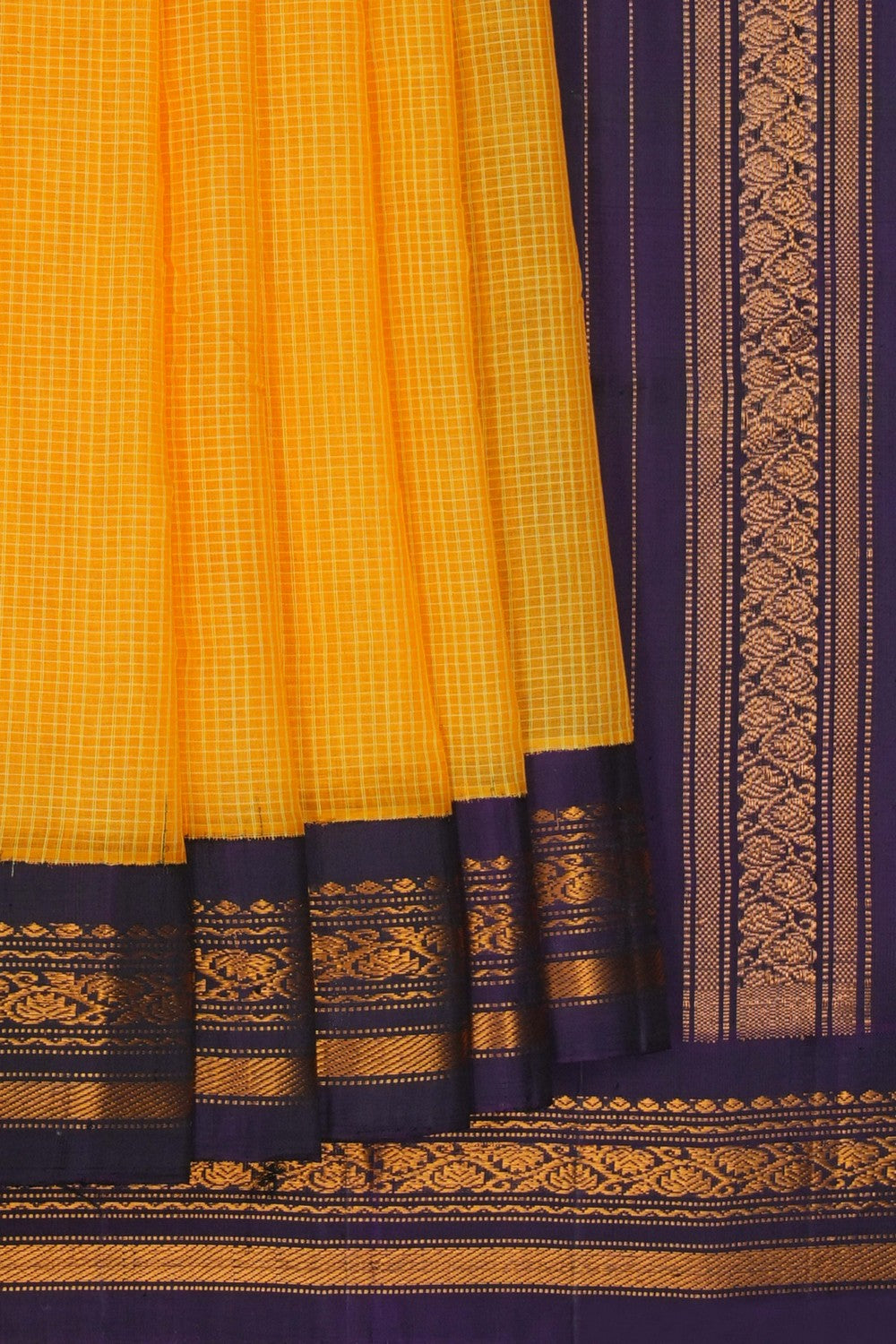 Image of Gadwal Cotton Yellow Saree