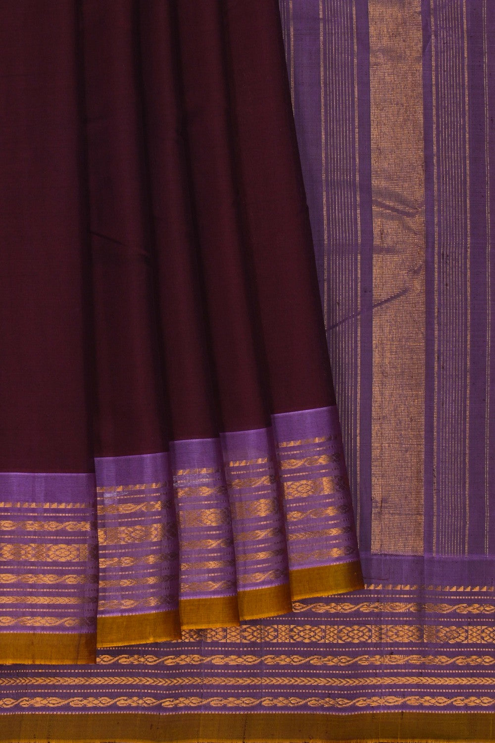 Image of Gadwal Cotton Brown Saree