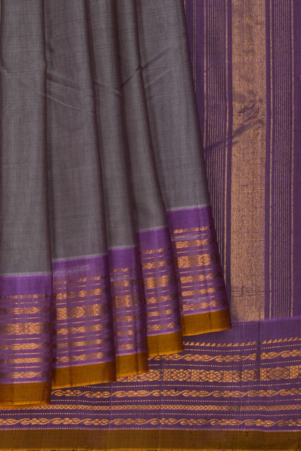 Image of Gadwal Cotton Grey Saree