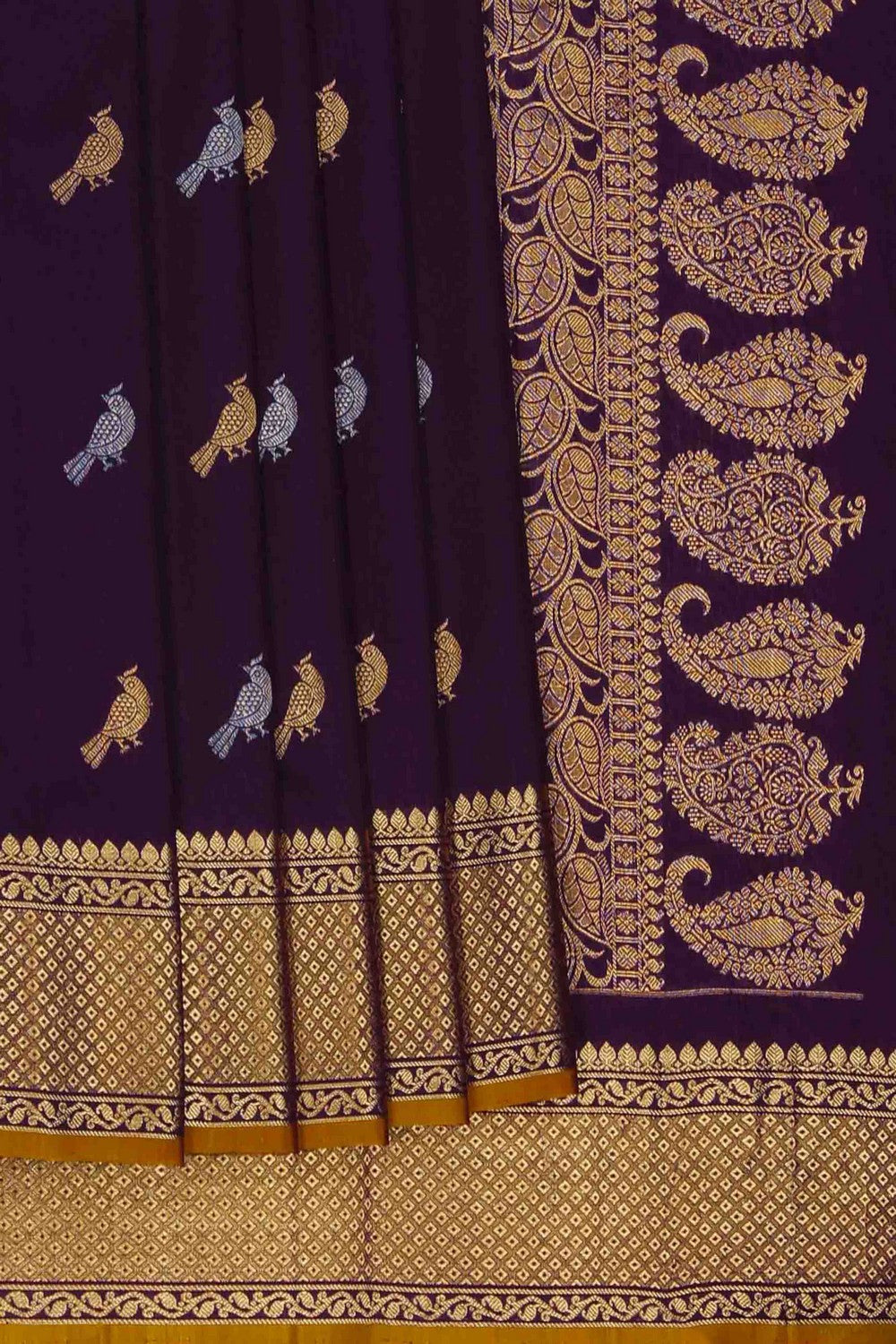 Image of Gadwal Silk Purple Saree