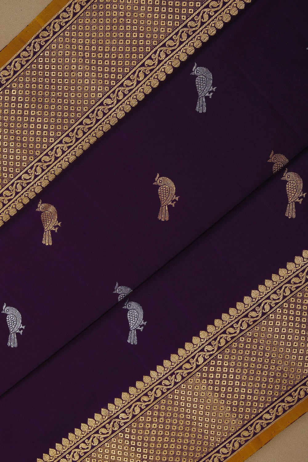 Image of Gadwal Silk Purple Saree