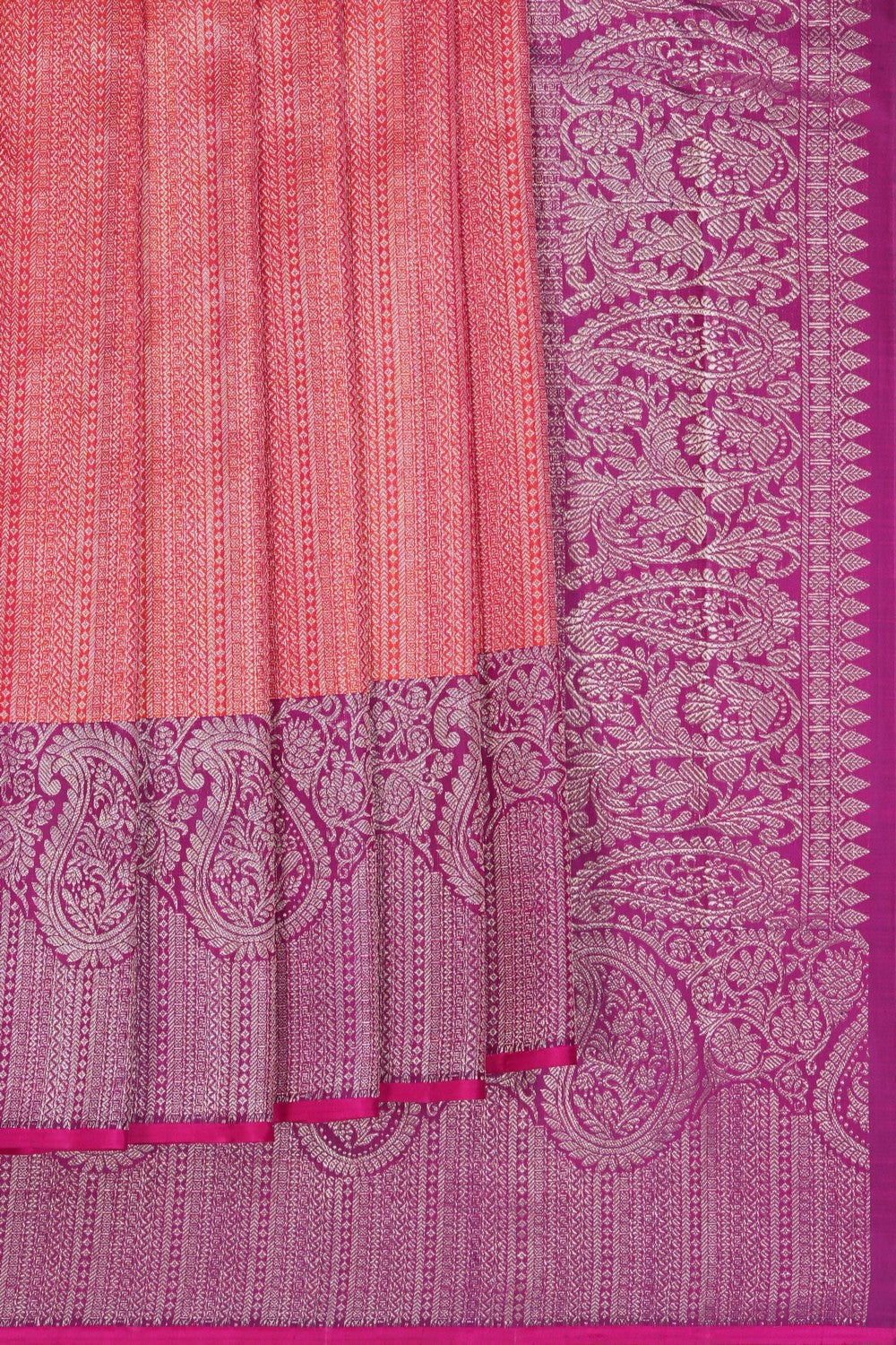 Image of Gadwal Silk Brocade Fuchsia-Pink Saree