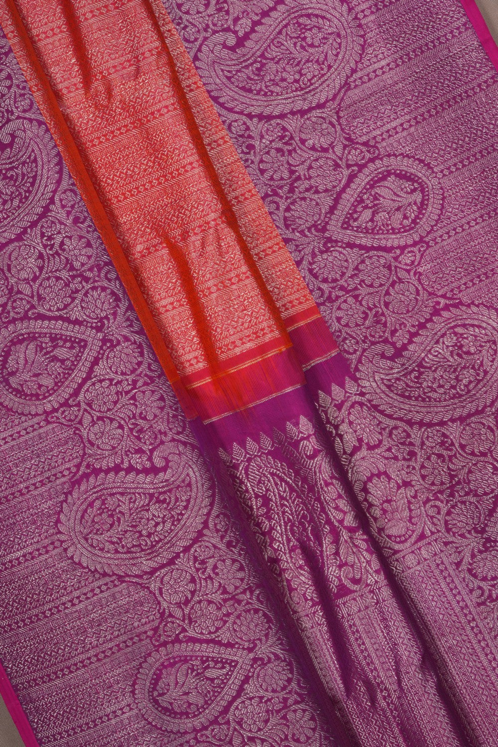 Image of Gadwal Silk Brocade Fuchsia-Pink Saree