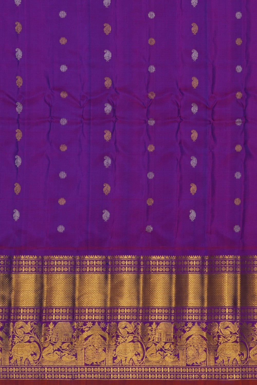 Image of Gadwal Silk Lustrous Yellow Saree