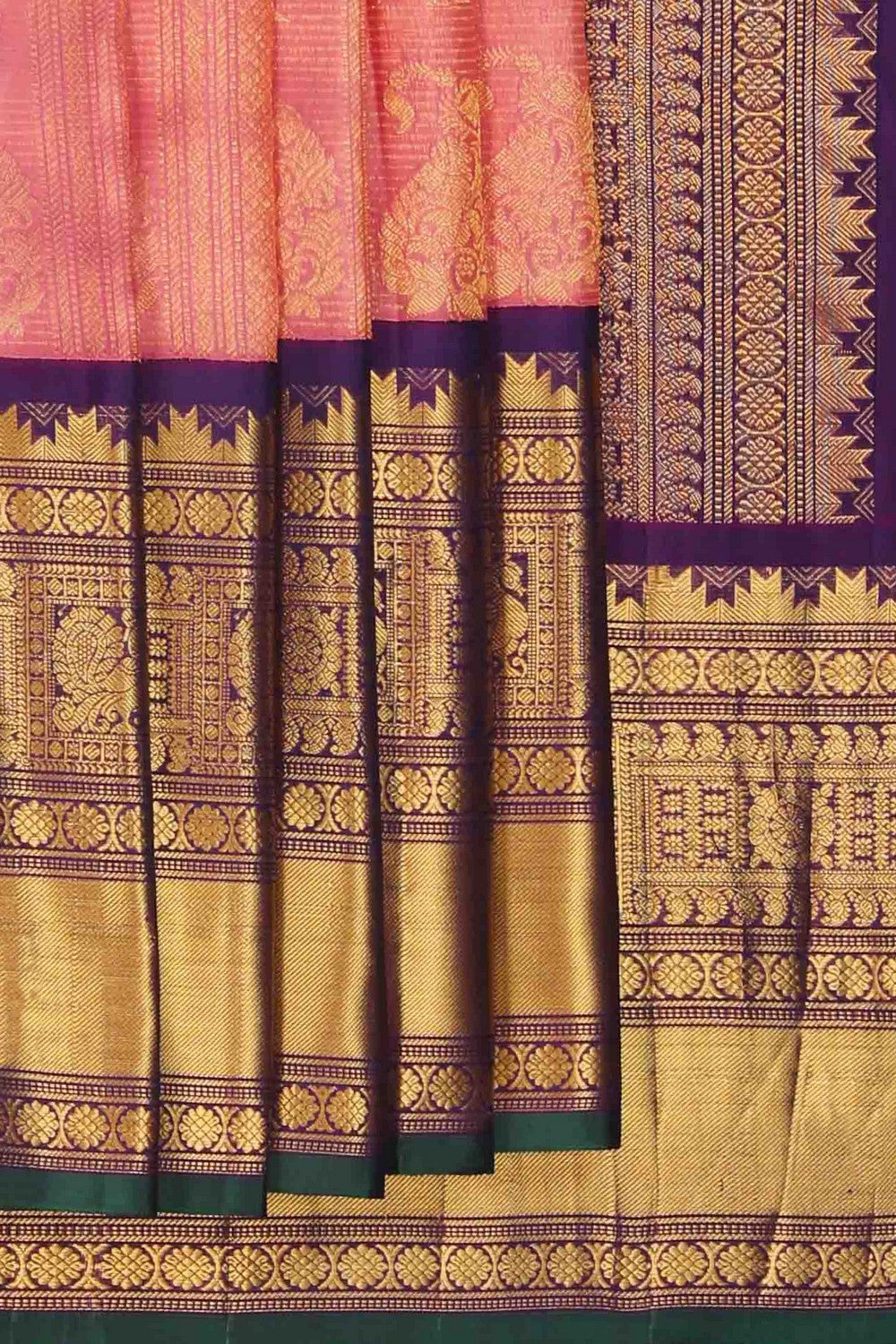 Image of Gadwal Silk Brocade Fuchsia-Pink Saree