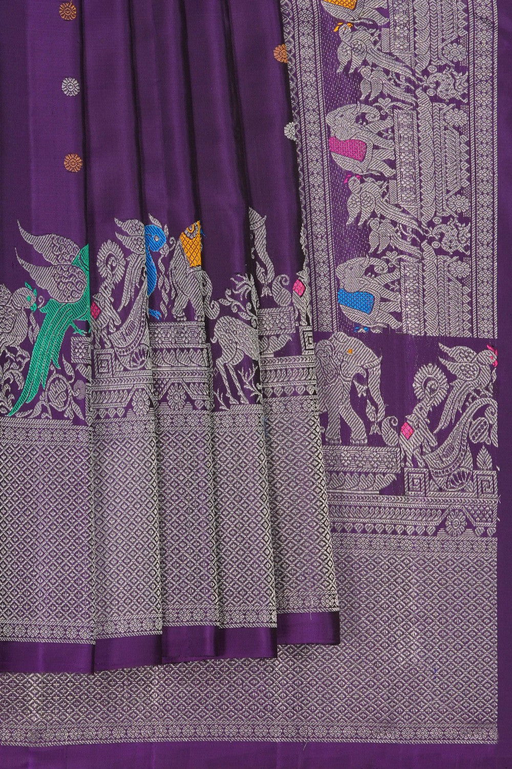Image of Gadwal Silk Purple Saree