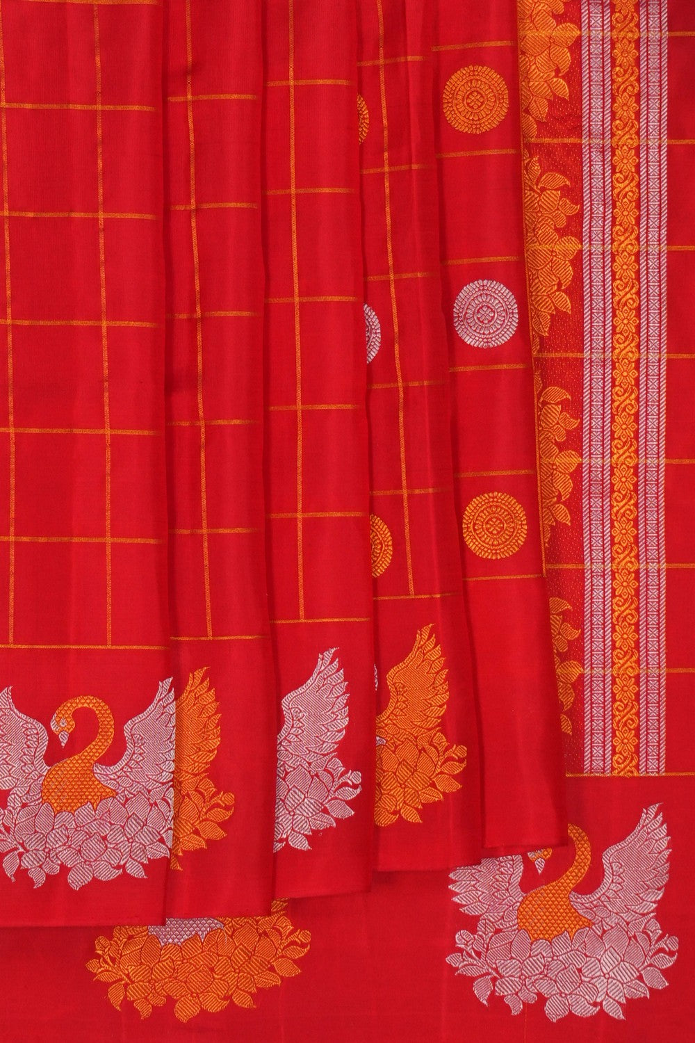 Image of Gadwal Silk Red Saree