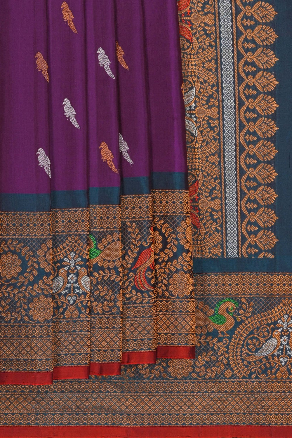 Image of Gadwal Silk Purple Saree