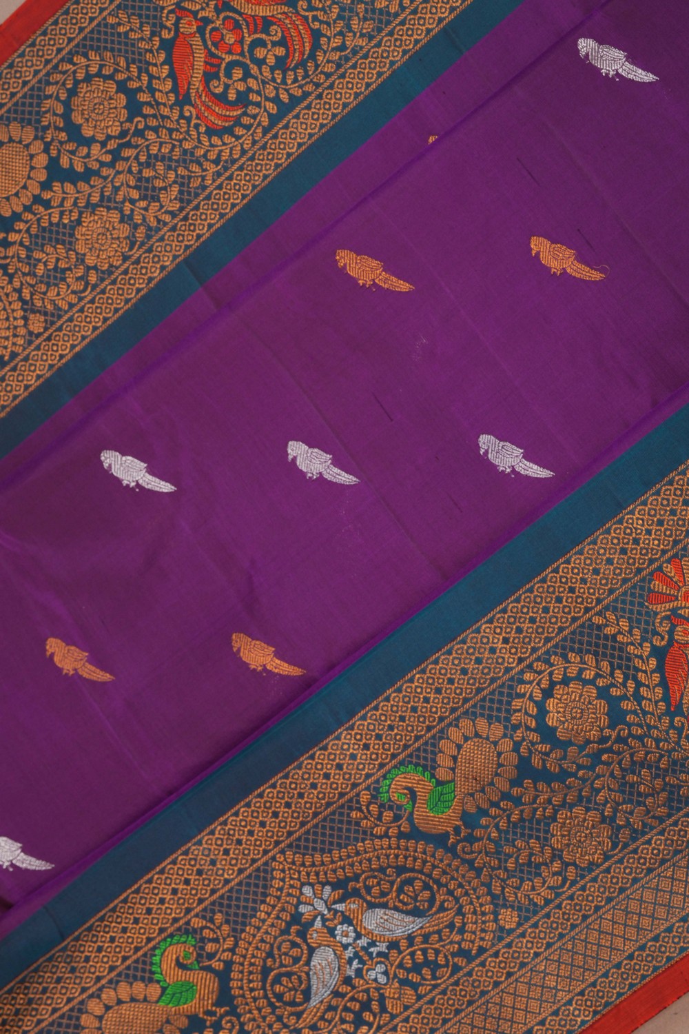 Image of Gadwal Silk Purple Saree