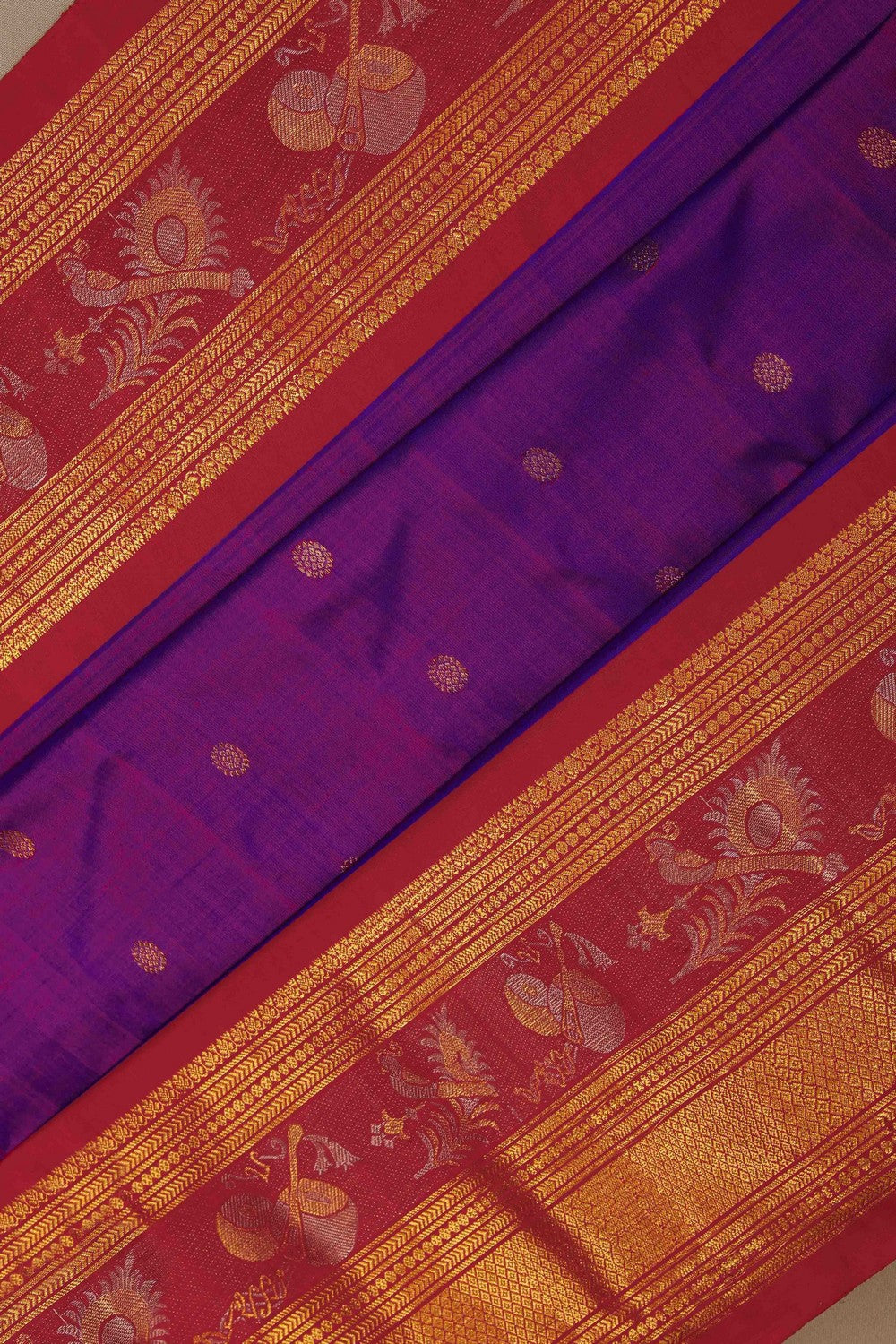Image of Gadwal Silk Purple Saree