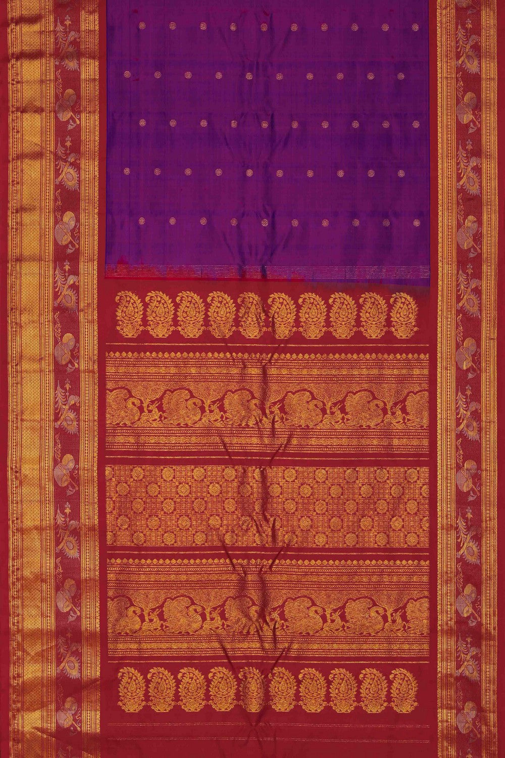 Image of Gadwal Silk Purple Saree