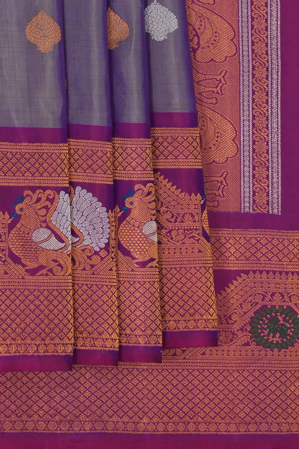 Image of Gadwal Silk Grey Saree