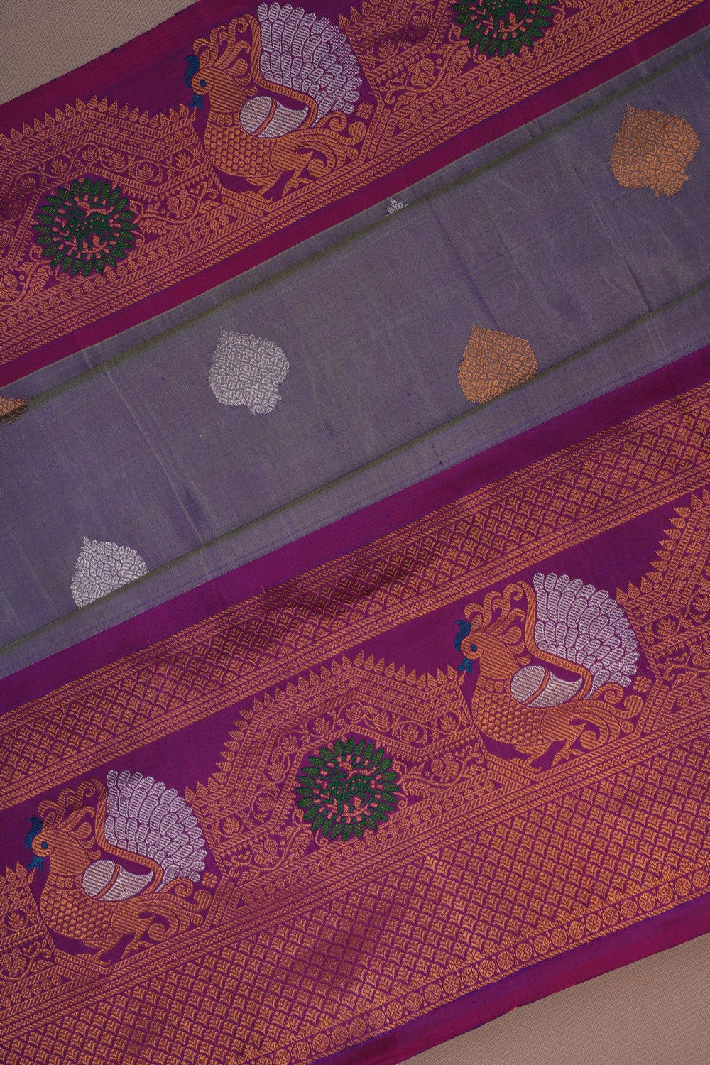 Image of Gadwal Silk Grey Saree