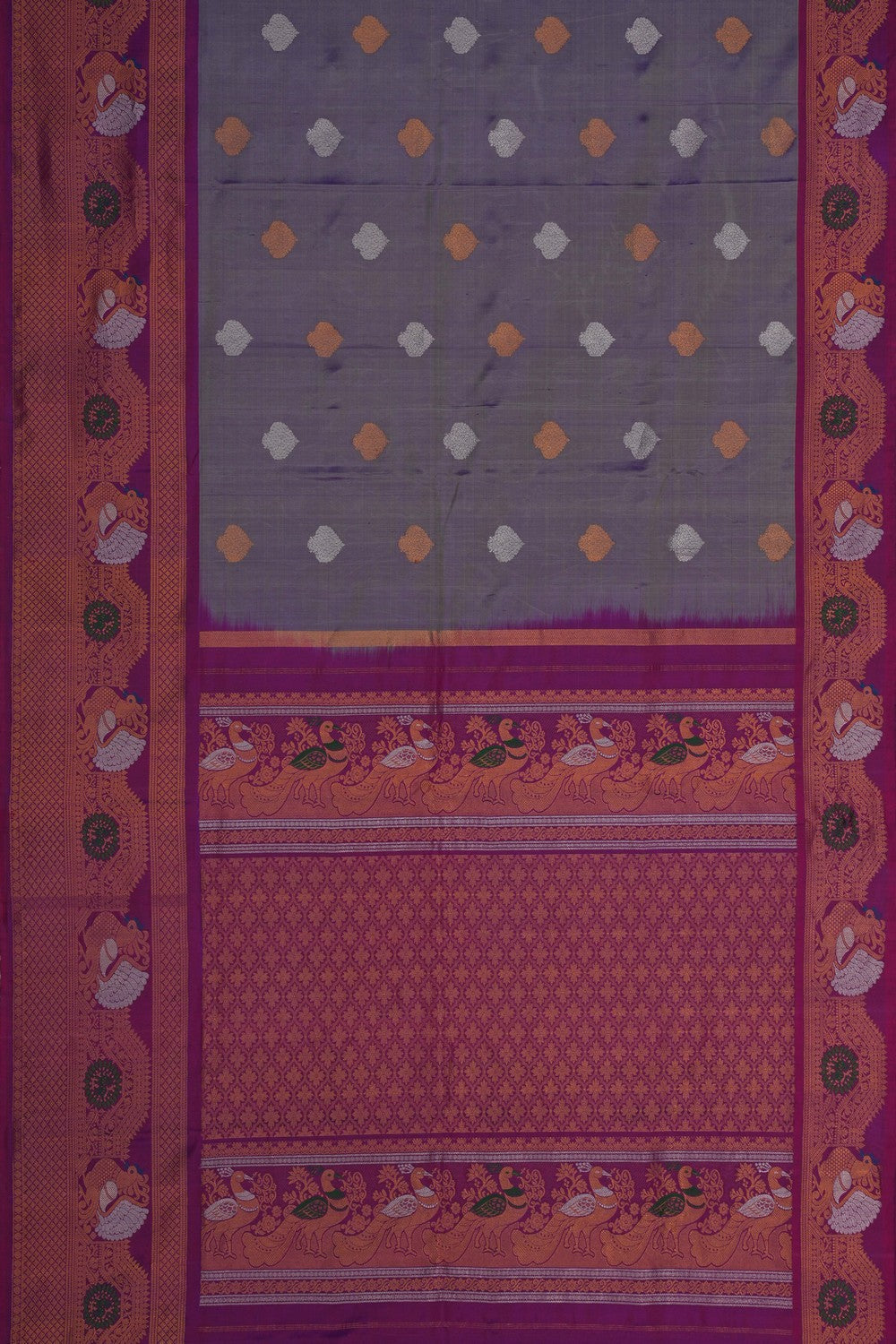 Image of Gadwal Silk Grey Saree