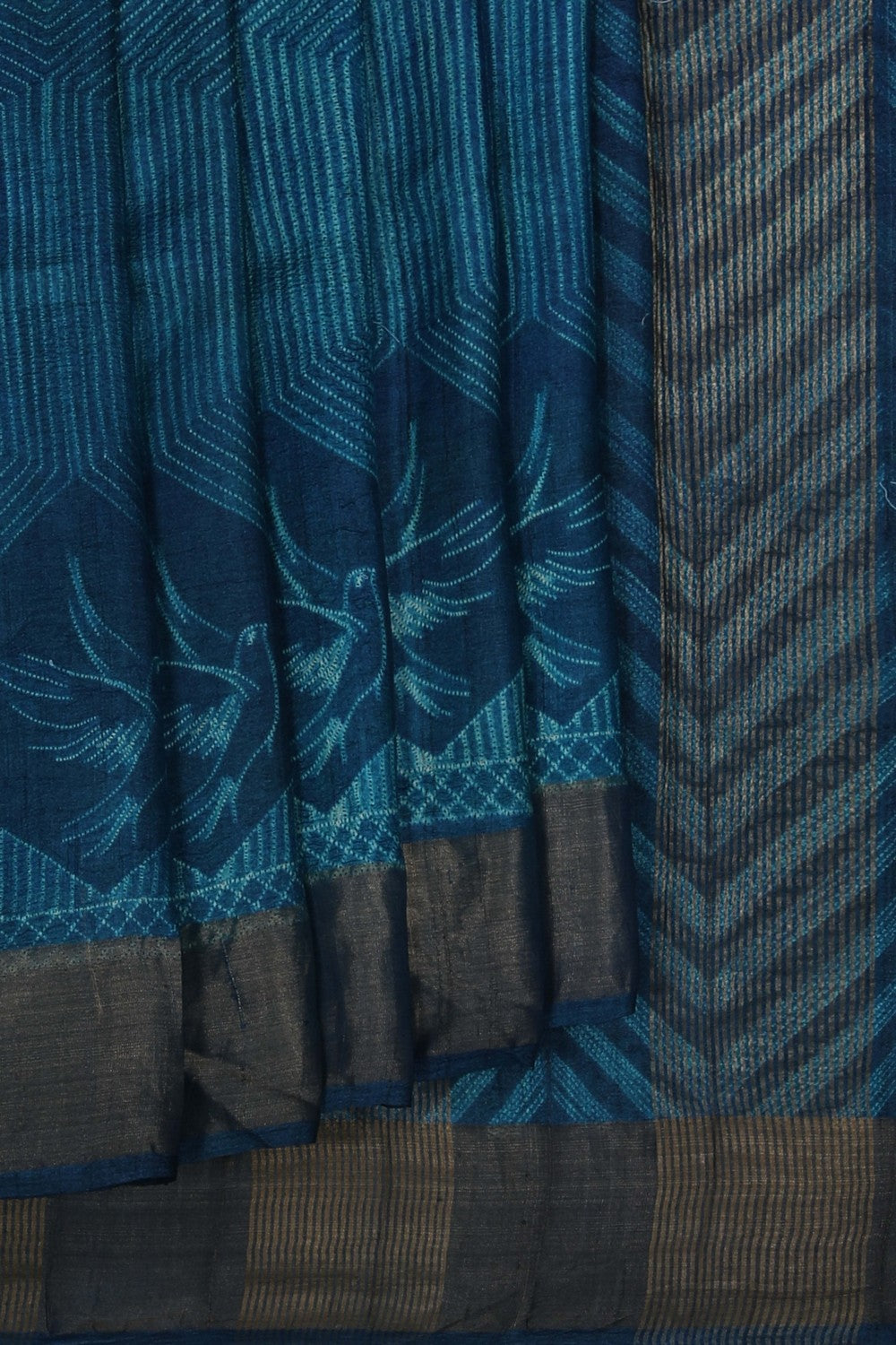 Image of Tussar Silk Blue Saree