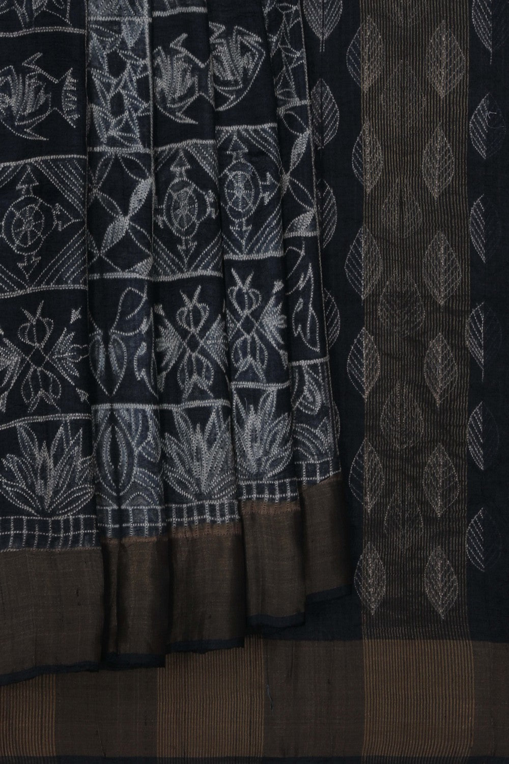 Image of Tussar Silk Black Saree