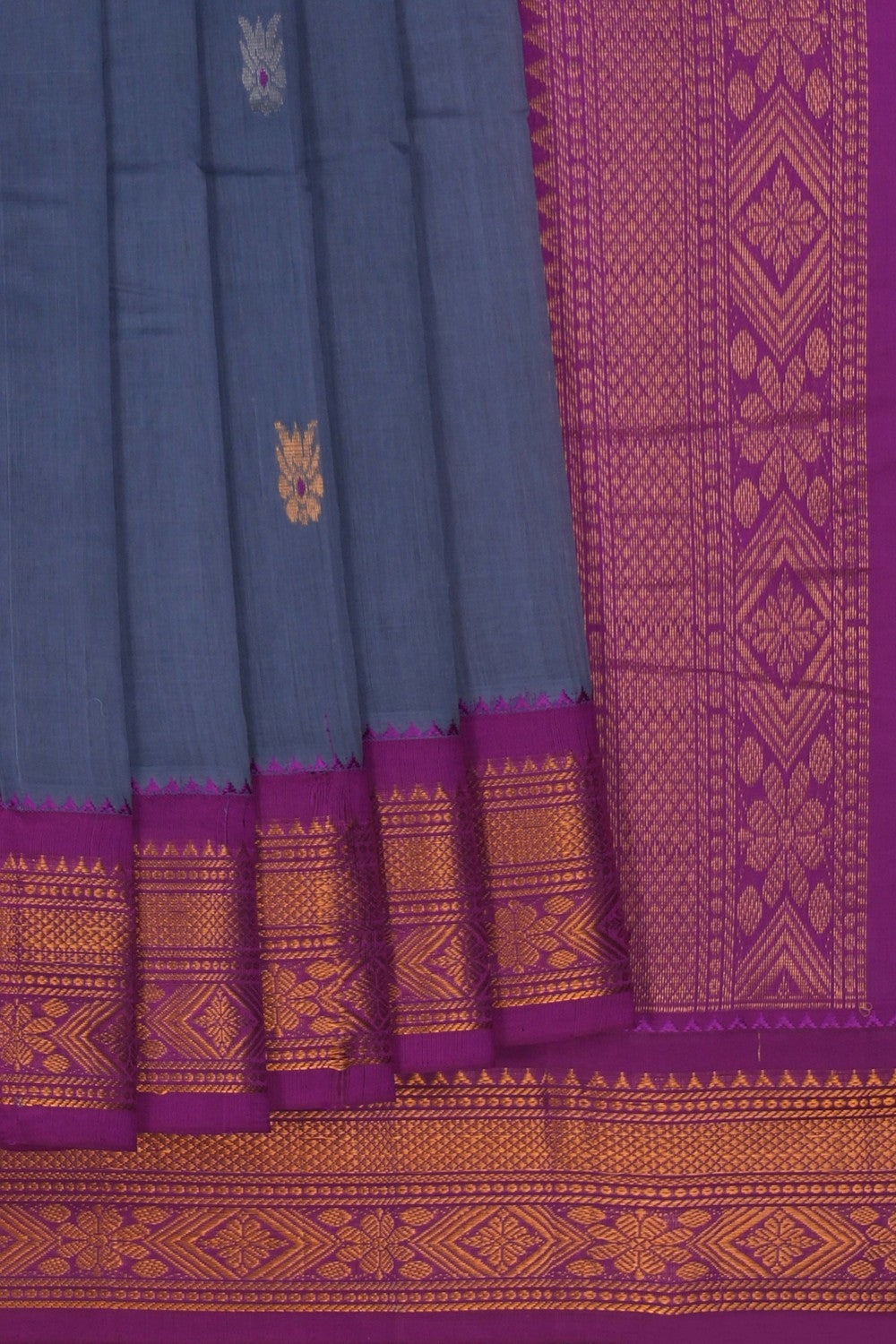 Image of Gadwal Cotton Grey Saree